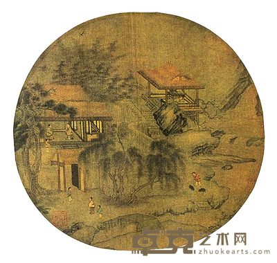 佚名 山水人物 22×22cm