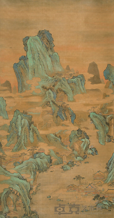 钱维城 青绿山水 127×66cm