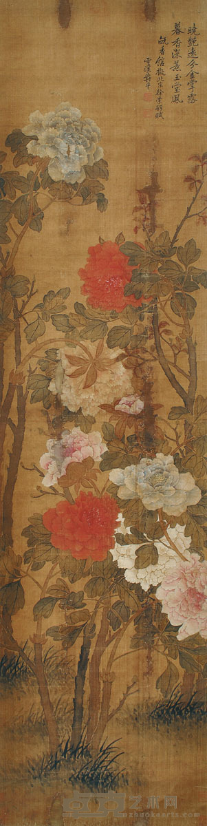 恽寿平 富贵图 163×41cm