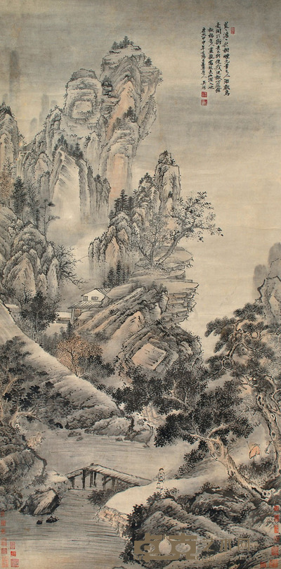 吴历 山水 182×90cm