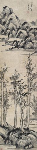 李流芳 疏林幽阁图