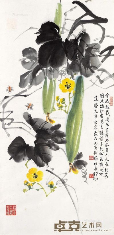 杨培华 丝瓜蜜蜂 69×33cm