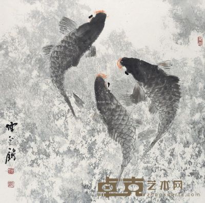 陈永锵 三鱼图 67×67cm