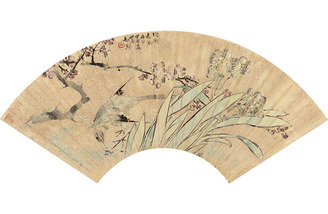 花元 花鸟扇面