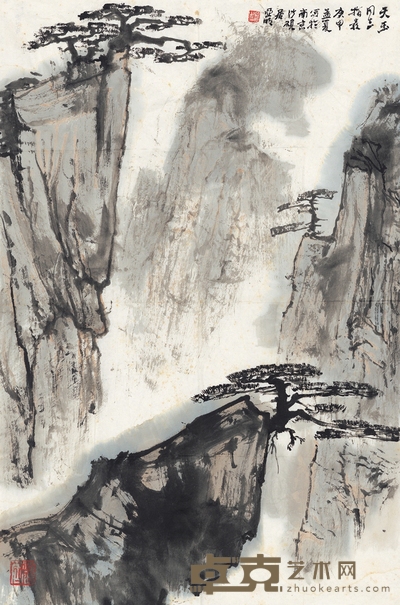 亚 明 黄山云松图 68×45cm