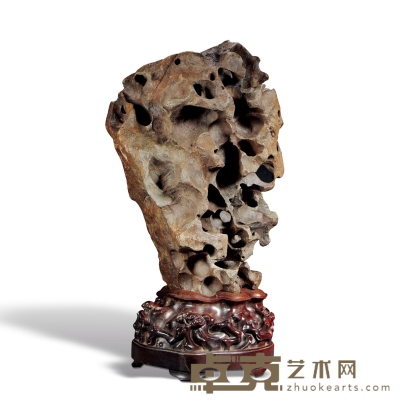 清·刘承干铭山形文房供石摆件 带座高：43.2cm