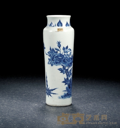 清康熙·青花花卉纹筒瓶 高：21cm