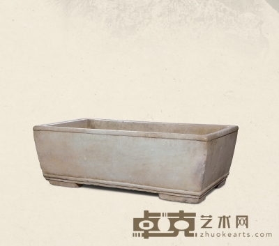 清·汉白玉长方形石盆 91×51×31cm