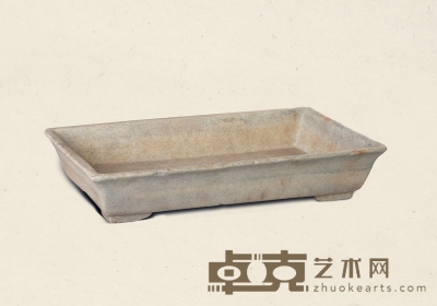清·汉白玉束腰长方形石盆 46×26×9cm