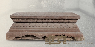 明·蛇蟠石如意足莲瓣纹石桌 130×90×40cm