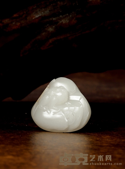 李 剑财运亨通 白玉把件 43×47×26mm 重量:74.4g