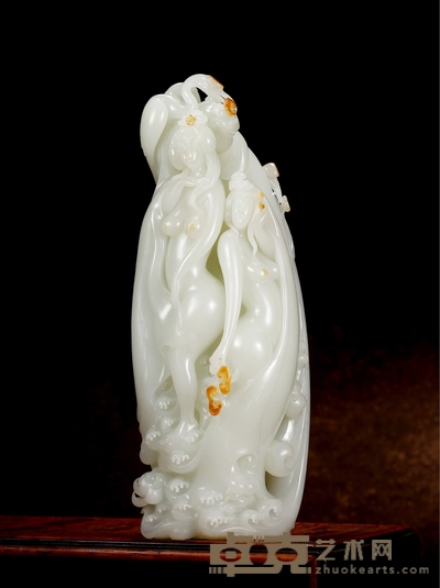 吴德升双娇 白玉摆件 260×100×69mm 重量:2575g