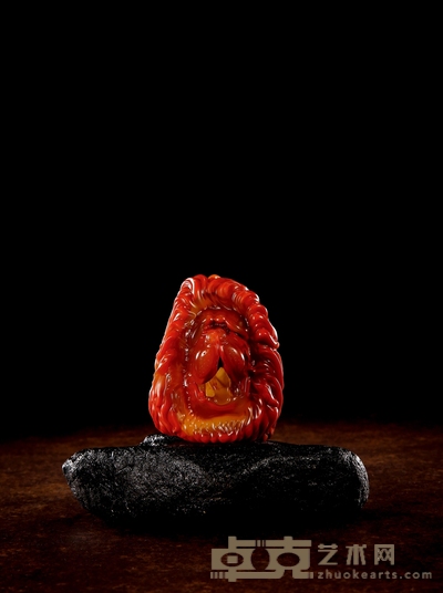李 东独占鳌头 南红把件 77×61×36mm 重量：194.0g