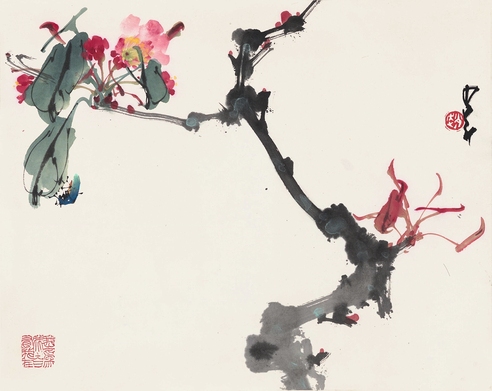 赵少昂 海棠图