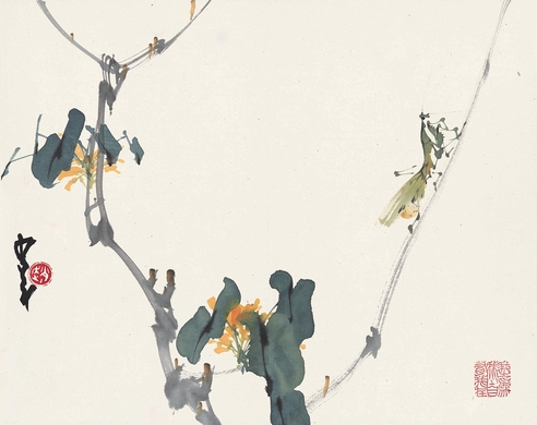 赵少昂 螳螂图