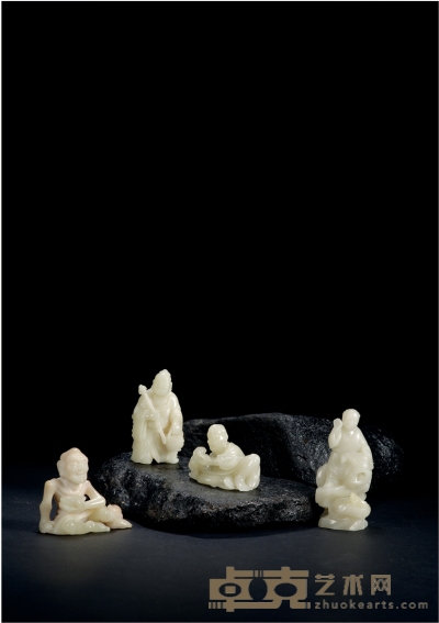 寿山芙蓉石人物摆件四件 高7.1cm；高5.7 cm；高4.7cm；高3.5 cm