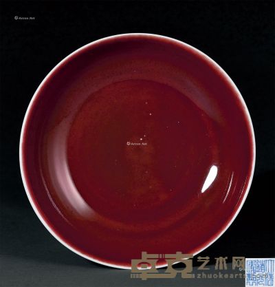 清道光 霁红釉盘 直径20.5cm