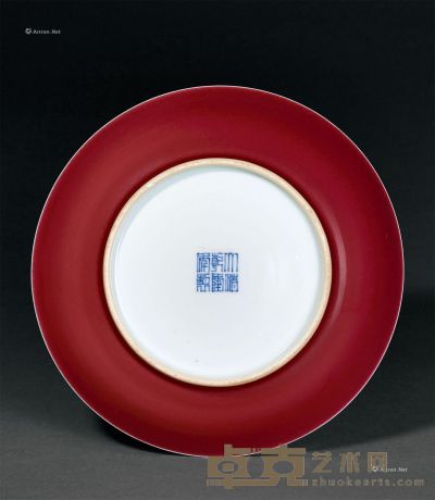 清乾隆 霁红釉盘 直径20.5cm