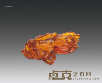 清 金丝琥珀佛手摆件 长7.3cm；重15.6g