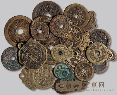吉语图案、宗教、异形类花钱十九枚 直径24-47mm