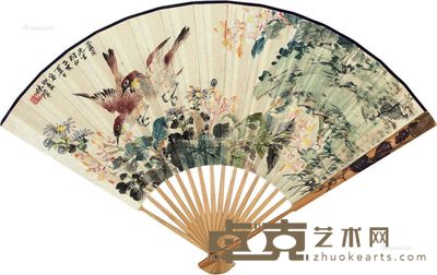 陈摩顾品石1935年作报春图 行书《高阳台·题荪壁山房》 --