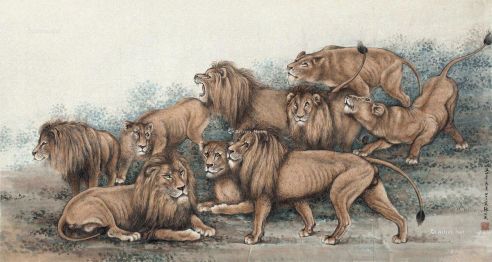 张公威1954年作狮群
