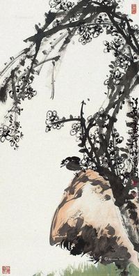 许麐庐梅花小鸟