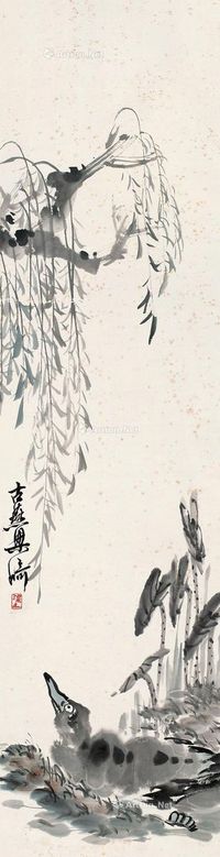 梁崎柳荫水禽