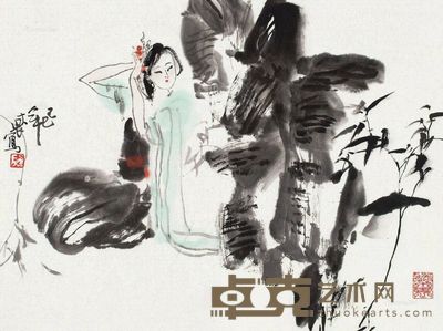 施大畏1989年作试妆 33×44cm