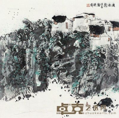 赵卫1988年作汲水图 68×68cm
