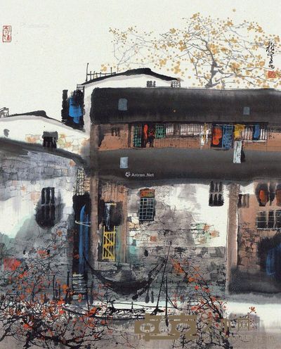 刘懋善古村寄情 59×47.5cm