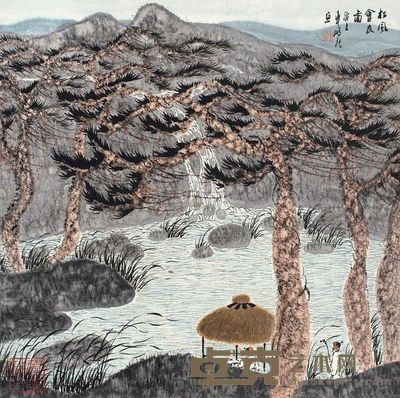车鹏飞松风会友图 50×50cm