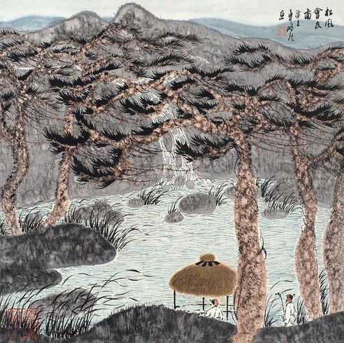 车鹏飞松风会友图