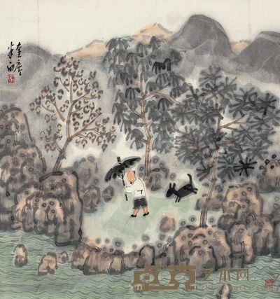 张捷空山新雨后 48×45cm