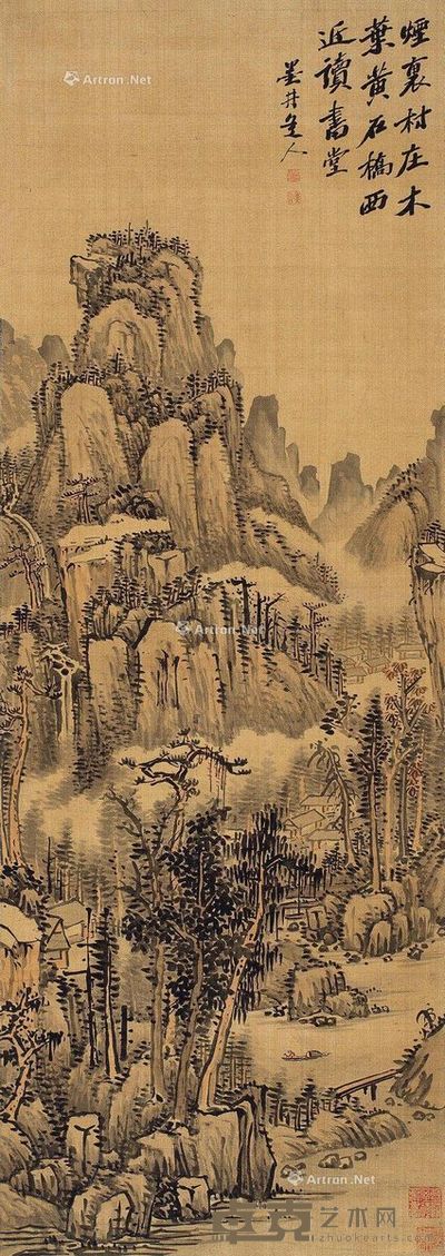 吴历草堂读书图 118×42cm