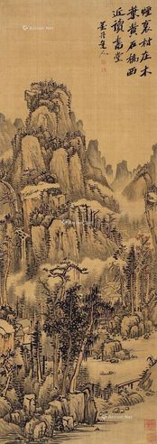 吴历草堂读书图