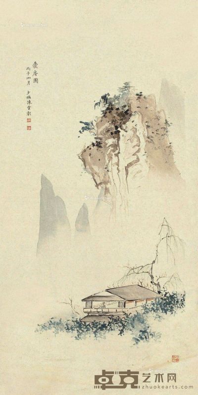 木刻水印蘉庵图 （一张） 纸本 83×41cm