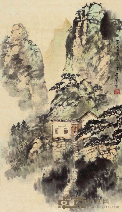 1973年作 山水 立轴 纸本 67×38.5cm