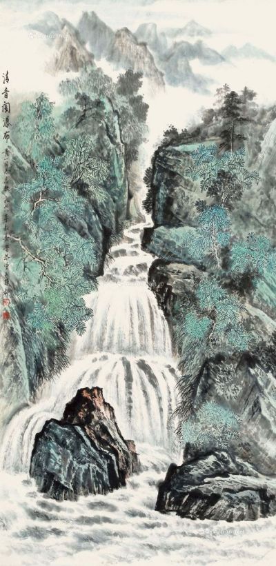 吴一峰1978年作清音阁瀑布