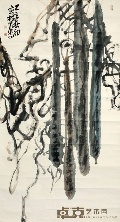 姜宝林1995年作丝瓜 179×96cm
