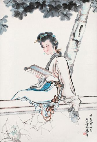 赵从吾 梧桐仕女