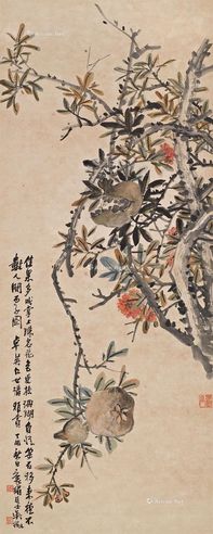 吴徵丁卯（1927年）作榴开百子