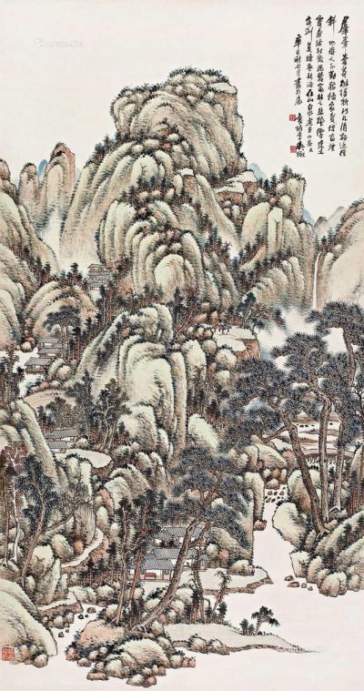 吴徵辛巳（1941年）作群峰苍莽