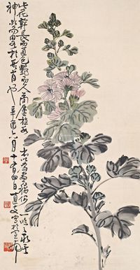 凌文渊辛酉（1921年）作蜀葵