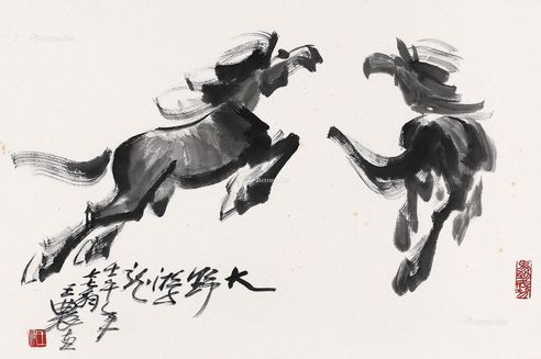 大野游龙 镜片 水墨纸本