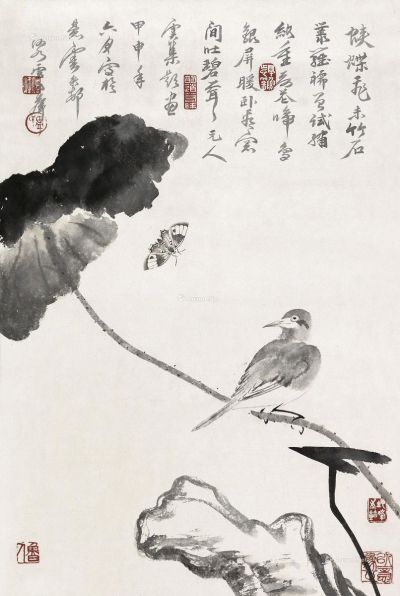 卢坤峰2004年作花鸟