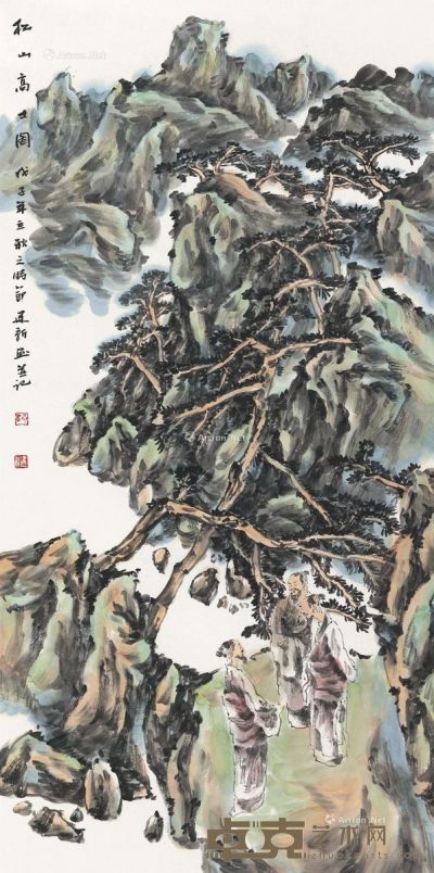 舒建新2008年作松山高士图 136×68cm