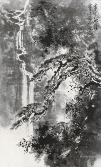 刘宝纯1980年作飞瀑图