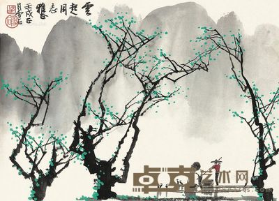 白雪石1982年作漓江 32.5×46cm