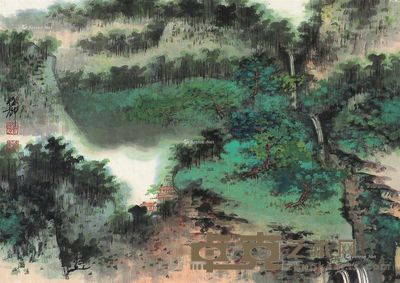 谢稚柳青绿山水 27×37.5cm